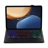 AHV7-AS Lambskin Texture Tri-color Backlight Bluetooth Keyboard Leather Tablet Case with Touchpad For Honor Pad V8 / Tablet V7 Pro